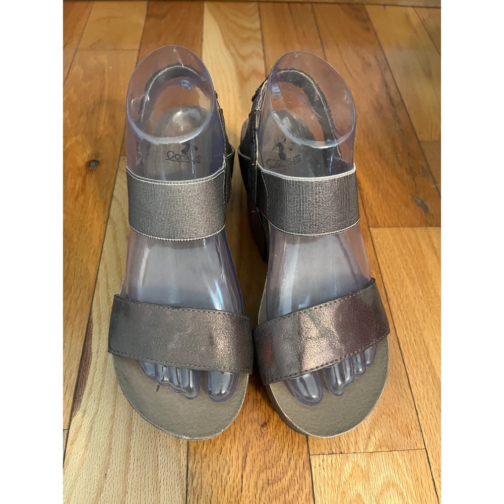 Corkys Platform Sandals Agnus Wedge Shoes Sz 7 Bronze - Picture 2 of 9